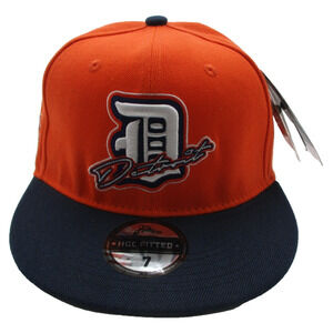 Detroit Stars Hat Cap Fitted Mens 7 Orange Navy Negro Leagues Baseball Headgear